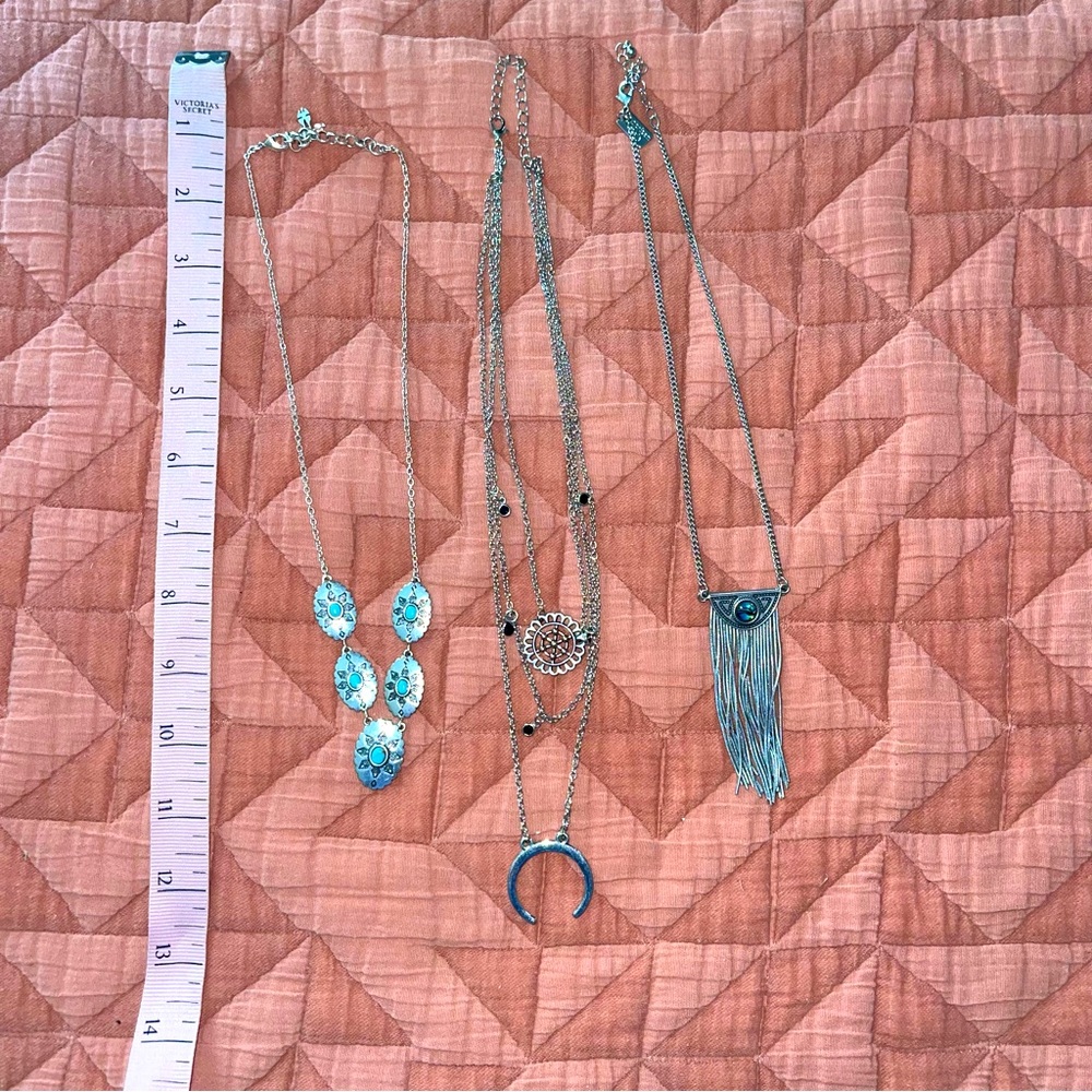 3 silver necklaces bundle